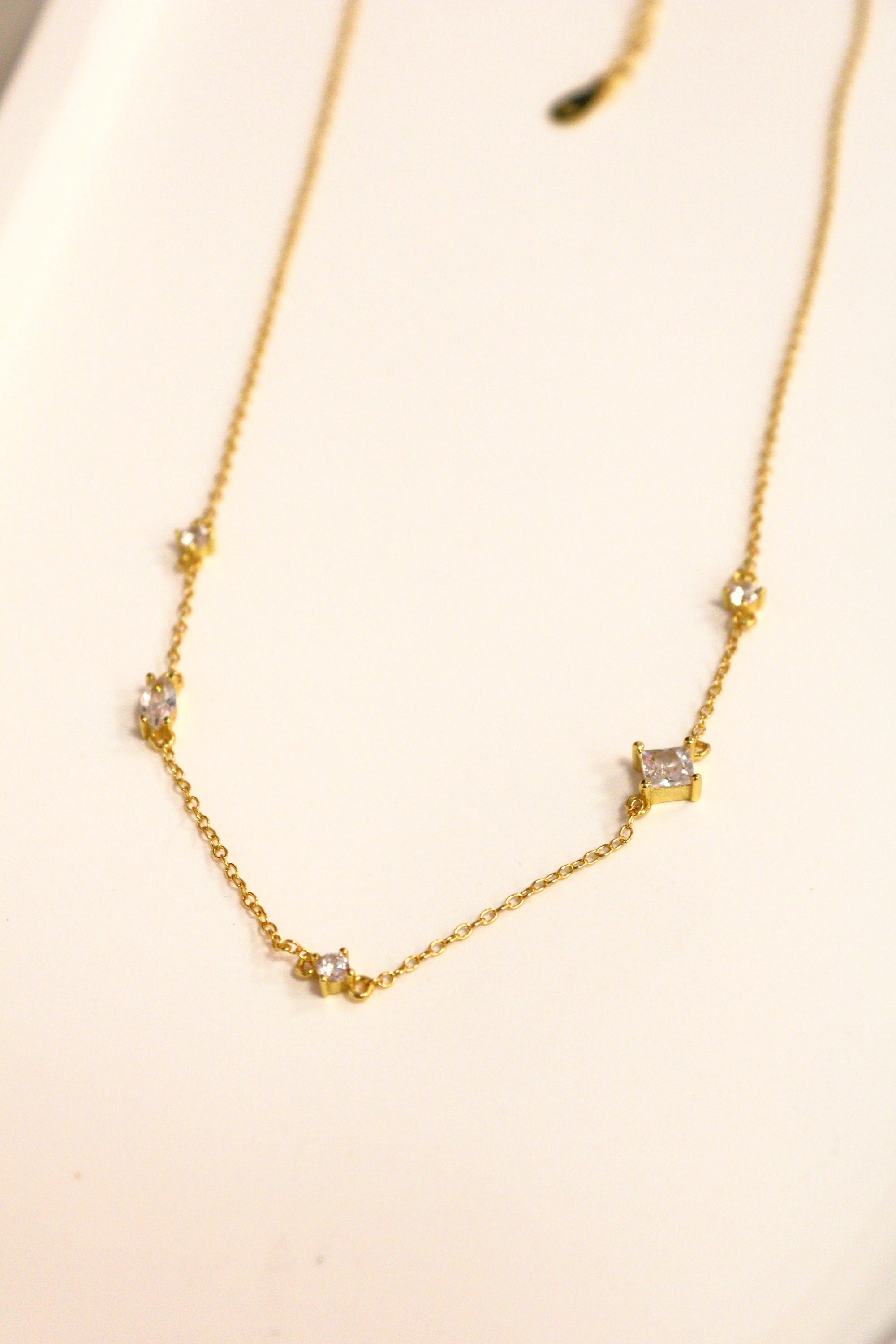 1. S925 Sterling Silver 18K Gold Zircon Pendant Necklace