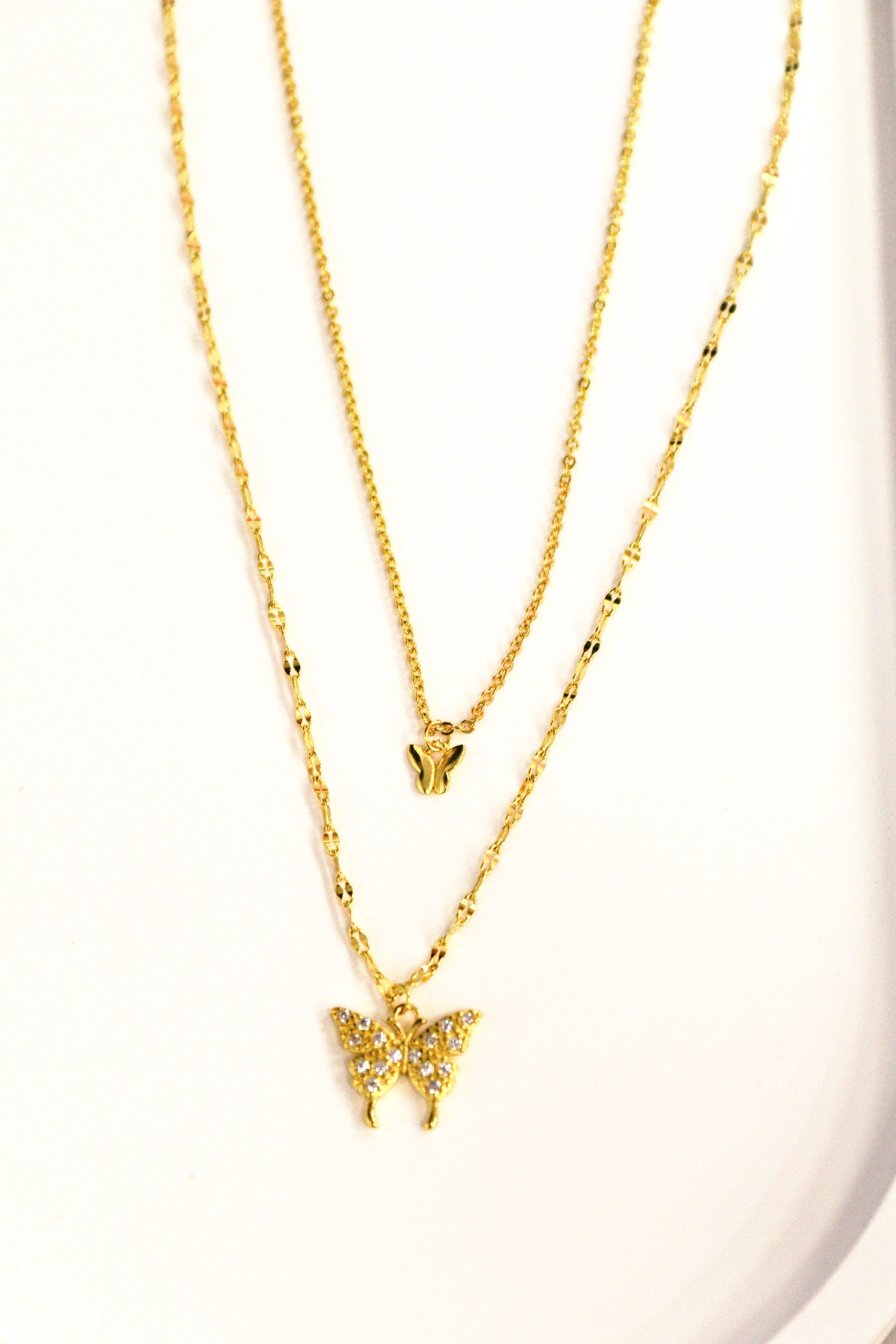 5. Diamond Butterfly Double Necklace