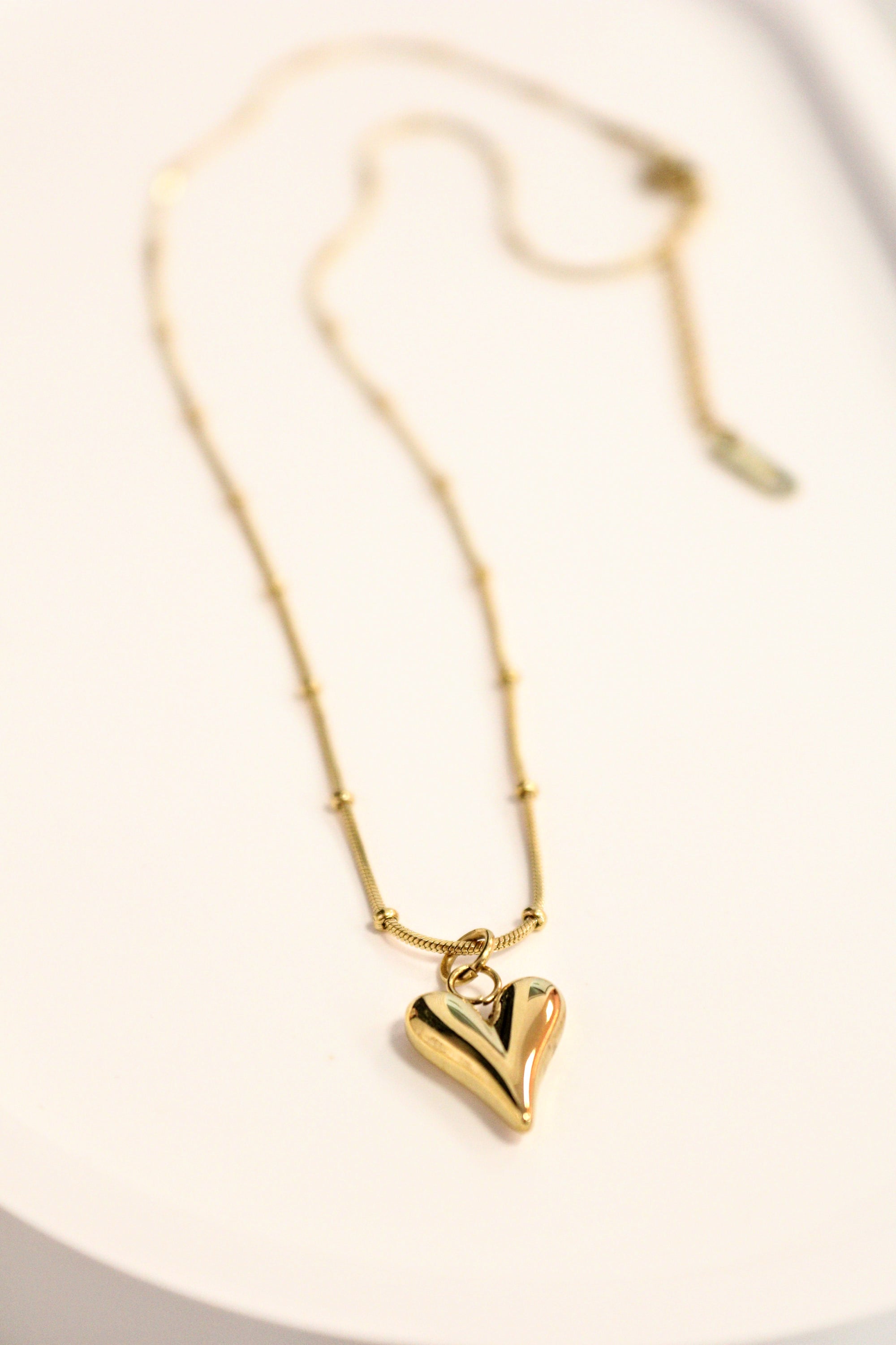 6. Heart Pendant Necklace with Bead Chain