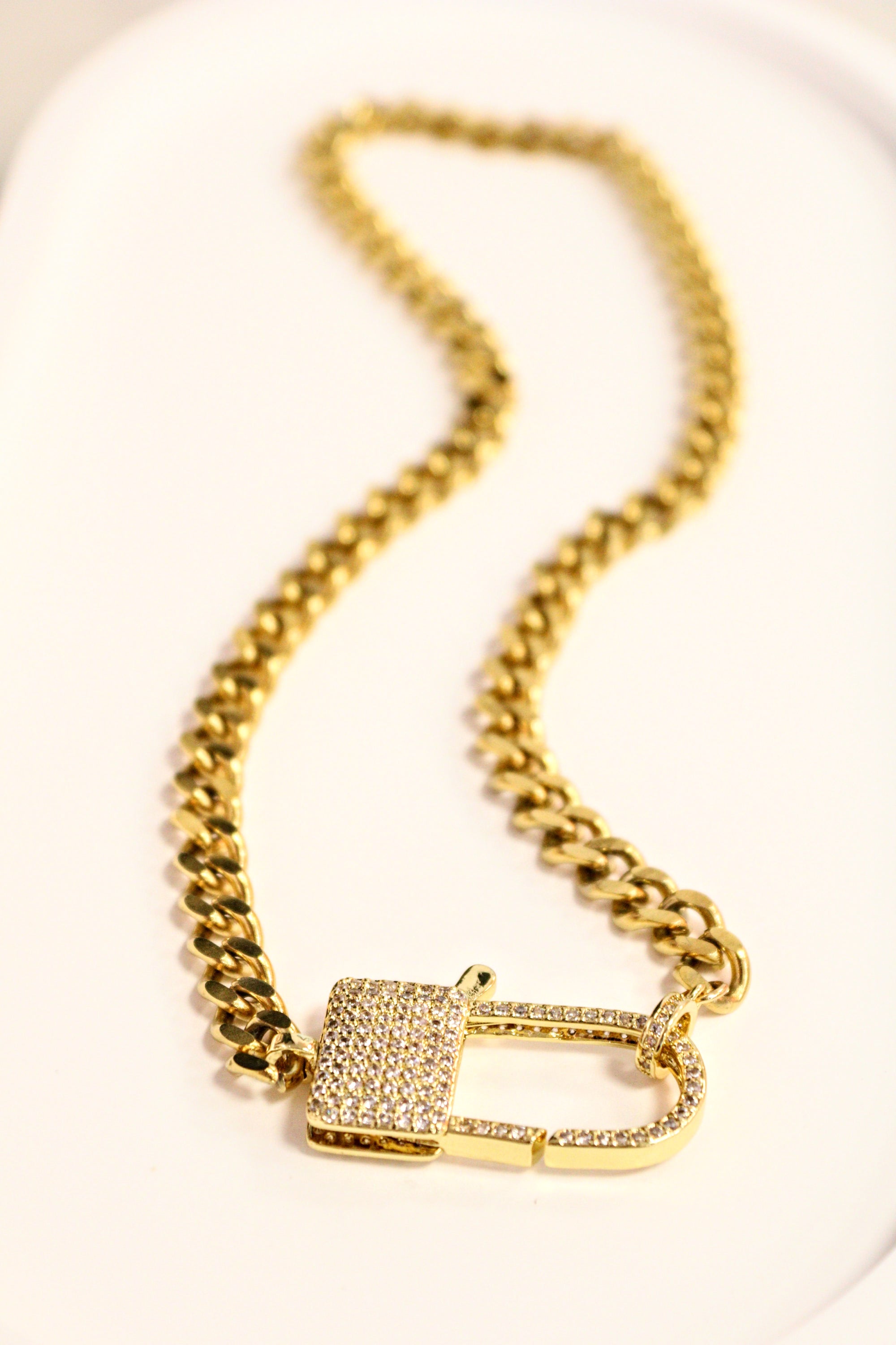 2. Shiny Padlock Gold Necklace