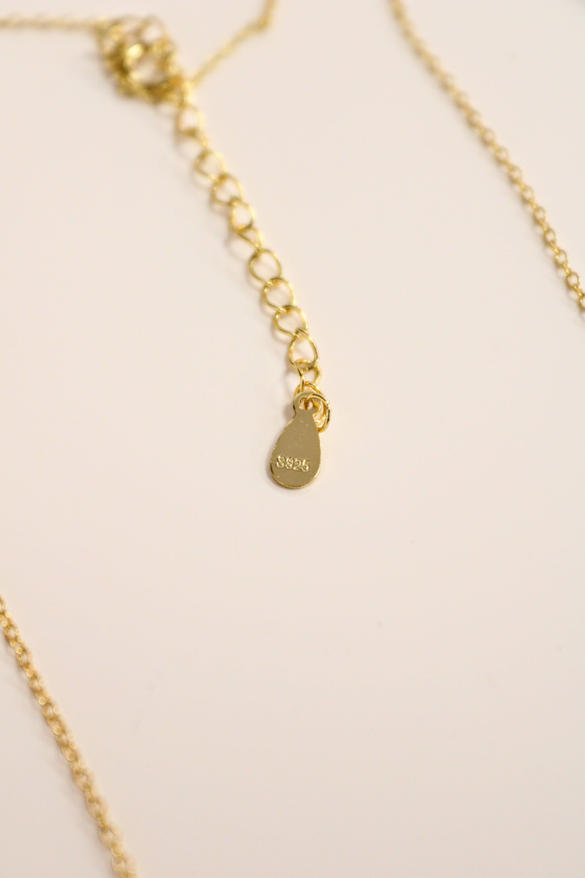 1. S925 Sterling Silver 18K Gold Zircon Pendant Necklace