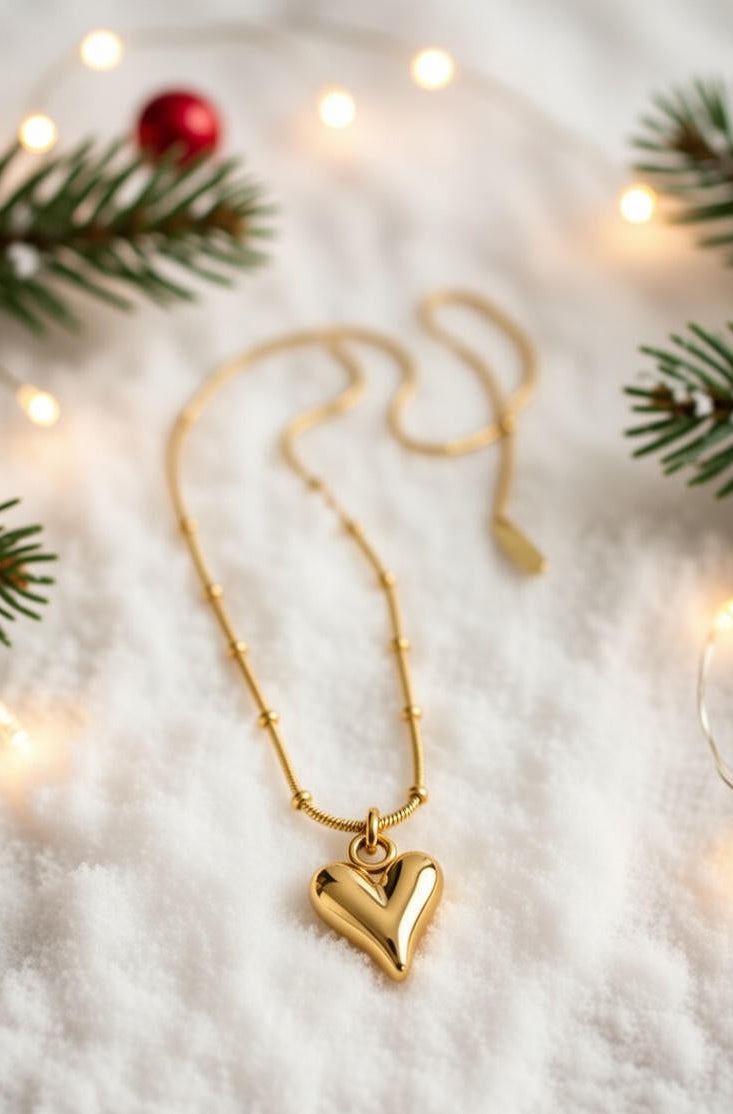 6. Heart Pendant Necklace with Bead Chain