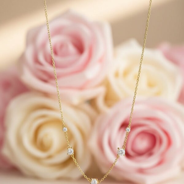 S925 Sterling Silver 18K Gold Zircon Pendant Necklace