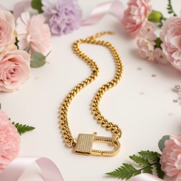 Shiny Padlock Gold Necklace