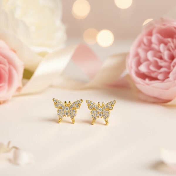 Crystals Butterfly Stud Earrings