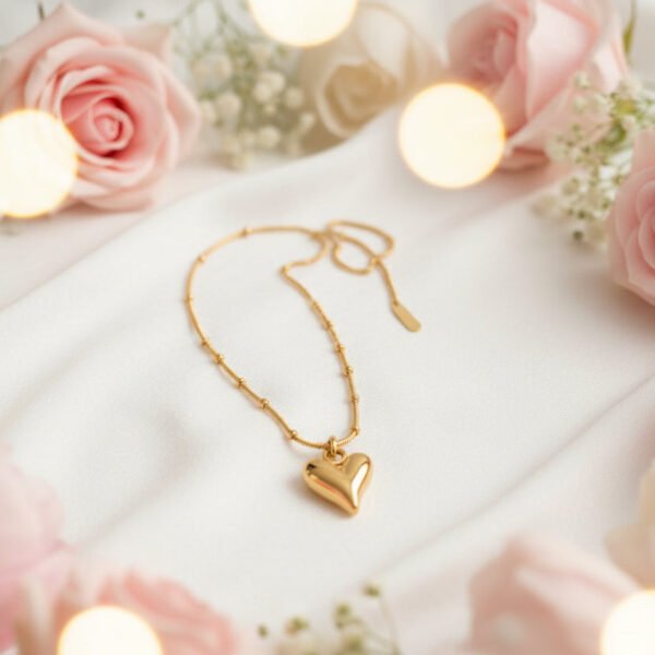 Heart Pendant Necklace with Bead Chain
